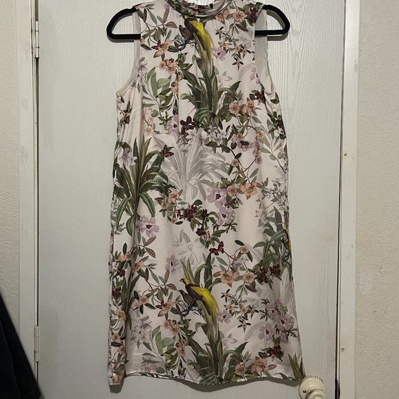 h&m floral halter dress Women's White/floral Poplin Halterneck Dress